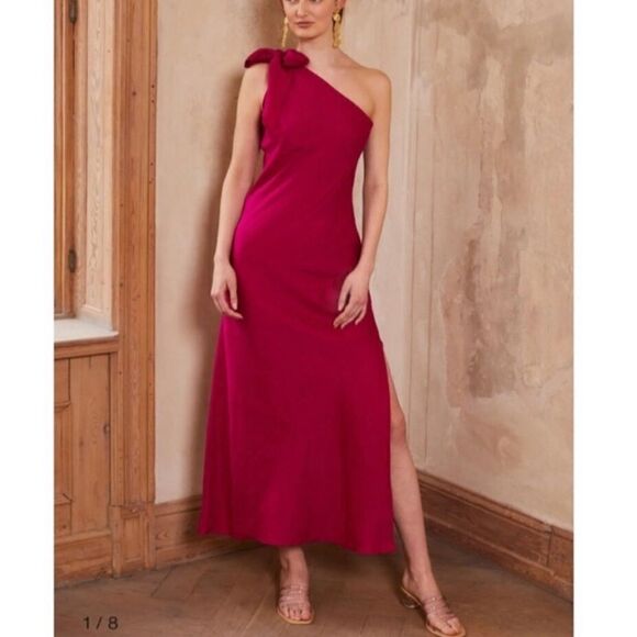 Cult Gaia Kamila One-Shoulder Linen Blend Dress in Bloom - Picture 9 of 9